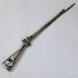 Vintage Boston Massachusetts letter opener musket rifle bayonet‎ silver metal